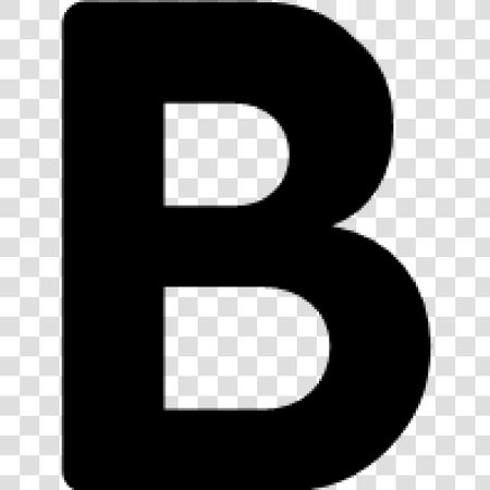 Black Silhouette of Alphabet B, Letter B, on transparent backgroundのイラスト素材