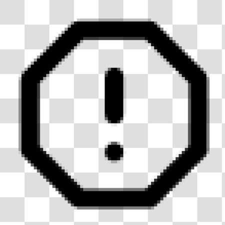 Exclamation mark in pixel art style. Vector illustration on transparent background.のイラスト素材