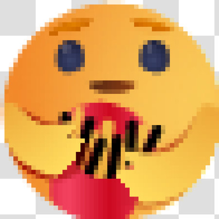 Pixelated emoticon isolated on transparent background. 8 bit emoji.のイラスト素材