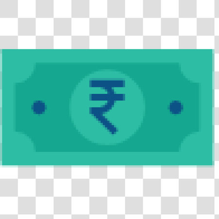 Vector pixel art rupee banknote icon. Illustration style is flat iconic symbol on a transparent...
