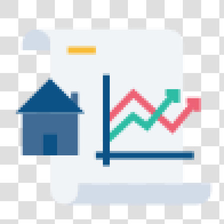 Real estate price chart vector icon. Illustration style is a flat iconic symbol on a transparent background.のイラスト素材