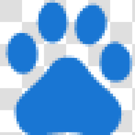 Paw print in pixel art style on a checkered backgroundのイラスト素材