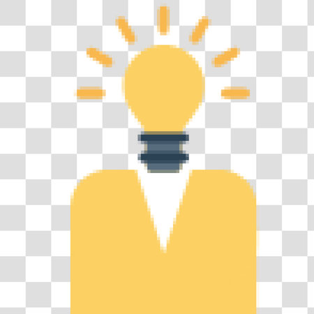 pixel icon of a man with a light bulb in his head.のイラスト素材