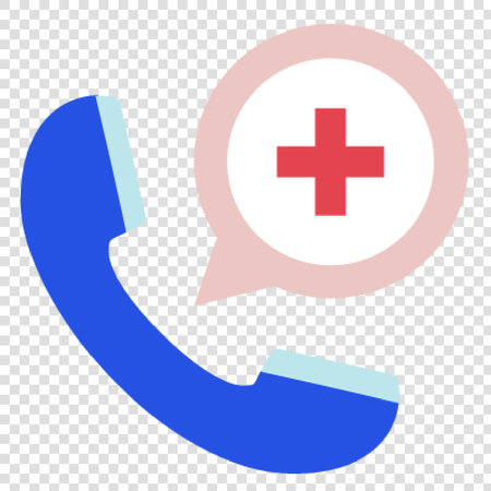 Telephone handset with medical cross in speech bubble. Vector illustration.のイラスト素材