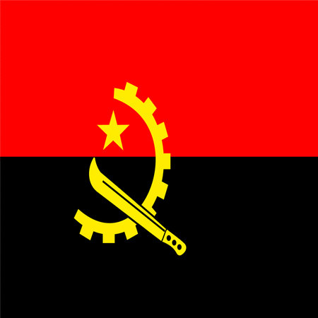 Flag of Angola. Vector illustration. National flag of Angola in official colors.のイラスト素材
