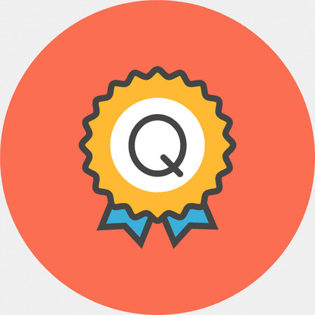Award Icon. Circle Sticker with Shadow. Vector Illustration.のイラスト素材
