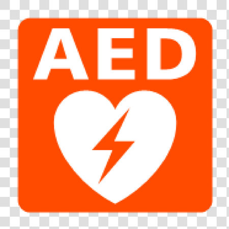 Vector AED icon. Illustration style is flat iconic orange rounded square button on a transparent background.のイラスト素材