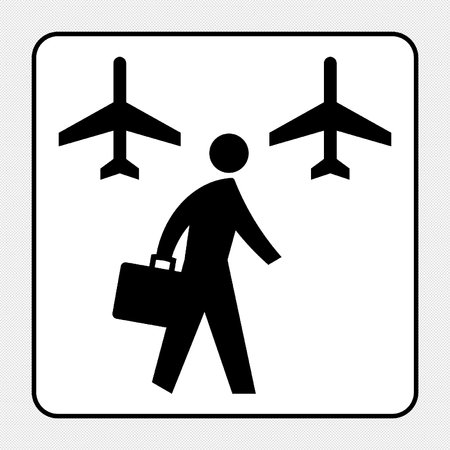 Airport sign illustration. Vector. Black icon on gray background.のイラスト素材
