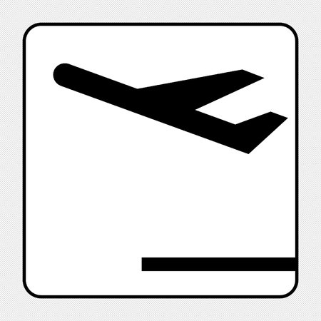 Airplane sign. Vector. Black icon on a gray background.のイラスト素材