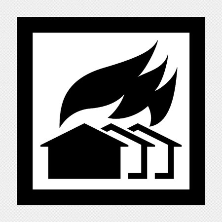 Fire warning sign. Vector. Black icon on white background. Isolated.のイラスト素材