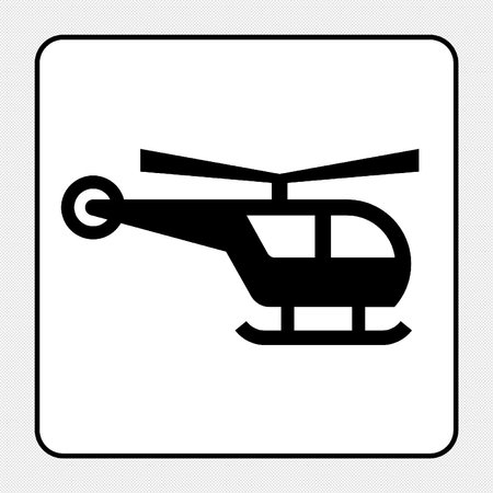 Helicopter sign. Black icon on a gray background. Vector illustration.のイラスト素材