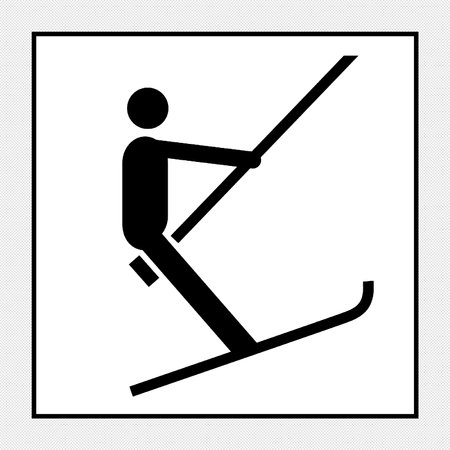 Skier sign illustration. Vector. Black icon on white background.のイラスト素材