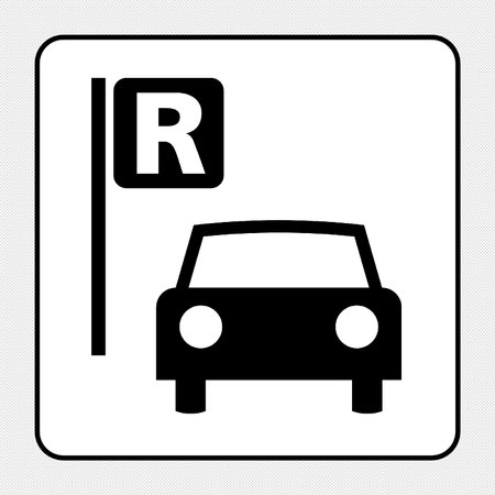Car parking sign. Vector. Black icon on a gray background.のイラスト素材