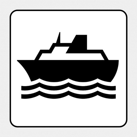 Ship sign illustration. Black icon on a white background. Vector.のイラスト素材