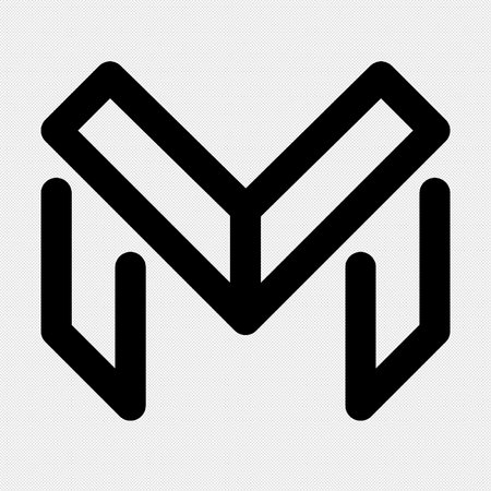 Letter M sign design template element. Vector. Black icon on a white background.のイラスト素材