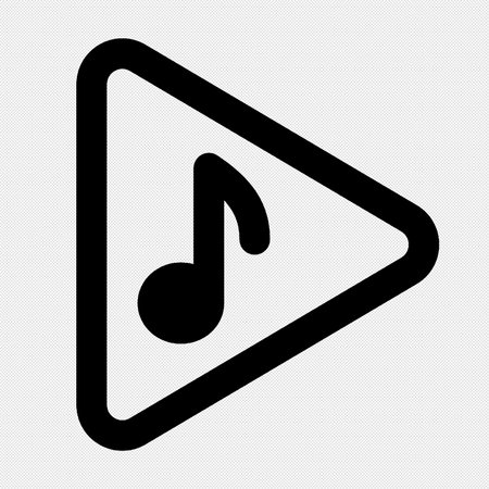 Music note in a triangle icon. Flat style black icon on a white background.のイラスト素材