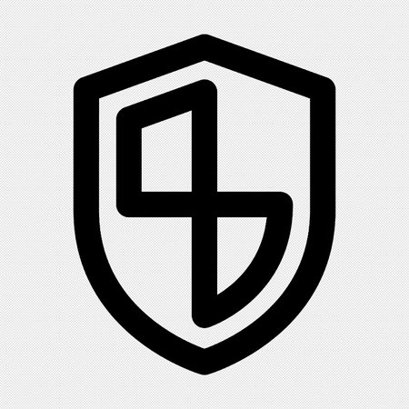 Shield Protection Icon. Flat style black icon on a black background.のイラスト素材