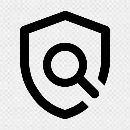Search Shield Icon. Black Contour Design. Vector Illustration.のイラスト素材