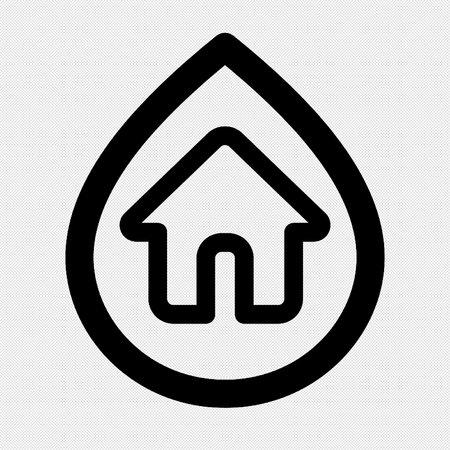 Drop with house sign. Black dotted vector icon on white background.のイラスト素材