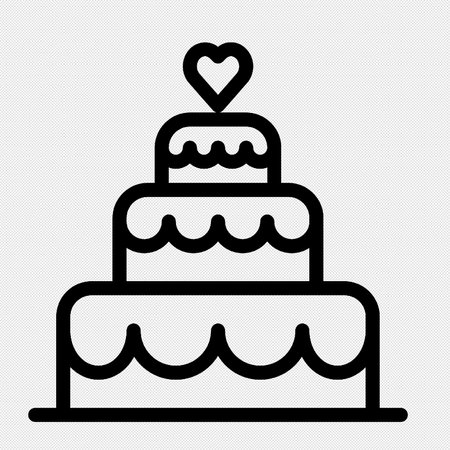 Wedding Cake Vector Icon. Black Contour Isolated on White Background.のイラスト素材