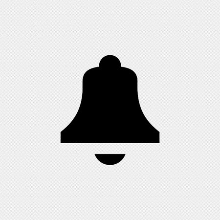 Bell icon. Black symbol on a white background with a shadow.のイラスト素材