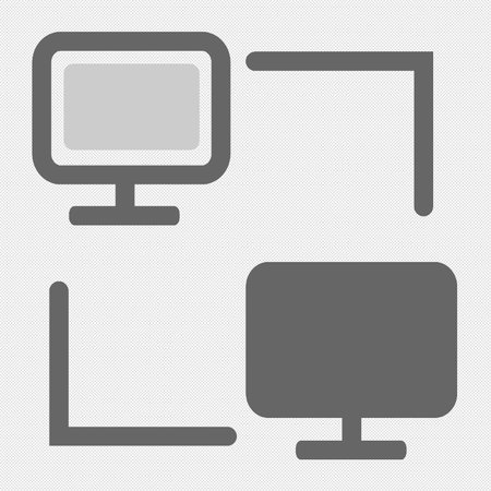 Computer icon. Simple illustration of computer icon for web design isolated on grey backgroundのイラスト素材