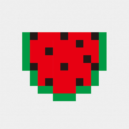 Watermelon icon on a white background with a black dotted line.のイラスト素材