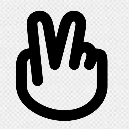 Hand sign illustration. Vector. Black icon on a gray background.のイラスト素材