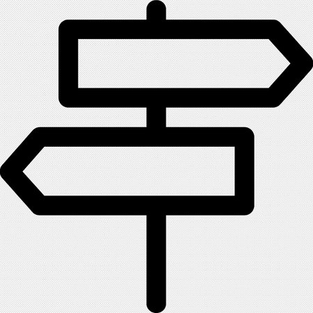 Road Sign vector icon. Illustration style is a flat iconic black symbol on a white background.のイラスト素材