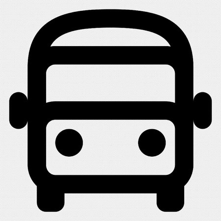 Bus vector icon. Illustration style is a flat iconic black symbol on a gray background.のイラスト素材