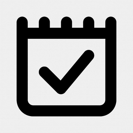 Calendar icon with check mark sign. Black dotted vector illustration.のイラスト素材
