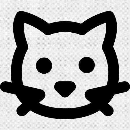 Cat Face Icon. Flat Vector Icon Isolated on Black Background.のイラスト素材