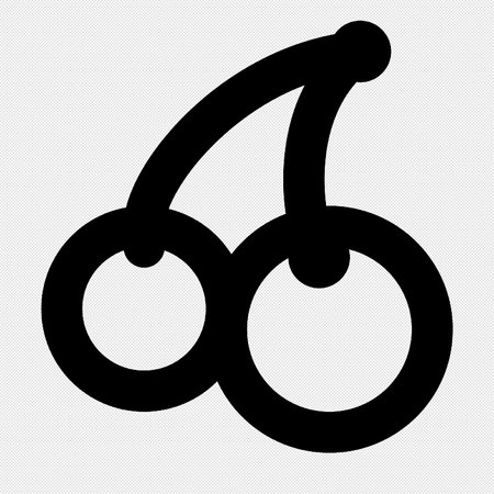 Cherry sign. Black icon on a white background. Vector illustration.のイラスト素材