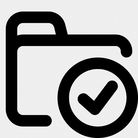 Folder Check Mark Icon. Flat Vector Icon Isolated on Black Backgroundのイラスト素材