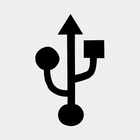 USB icon. Flat vector illustration. Black icon on white background.のイラスト素材