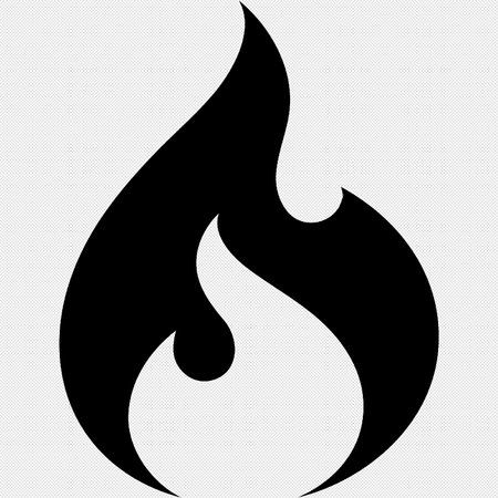 Fire flame sign. Black icon on a white background. Vector illustrationのイラスト素材