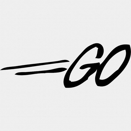 Go sign. Handwritten lettering. Vector illustration on a white background.のイラスト素材