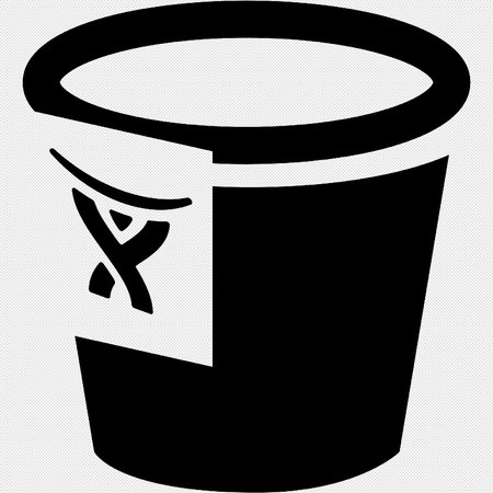 Black Plastic Bucket Icon Isolated on Black Background. Vector Illustrationのイラスト素材