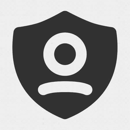Shield with sad face icon. Simple illustration of shield with sad face vector icon for webのイラスト素材