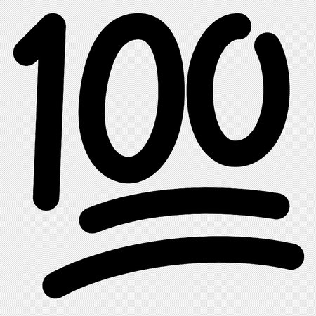 100 Number Sign Icon Vector. Black Isolated On Gray Background.のイラスト素材