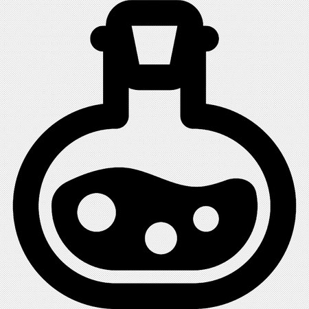 Laboratory flask vector icon. Black symbol on a gray background.のイラスト素材