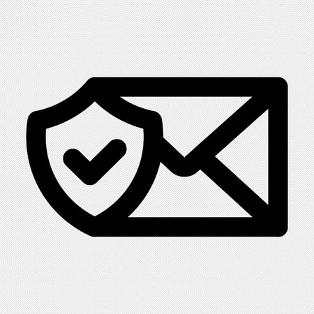 Secure Mail icon on a black background with a shadow. Vector illustrationのイラスト素材