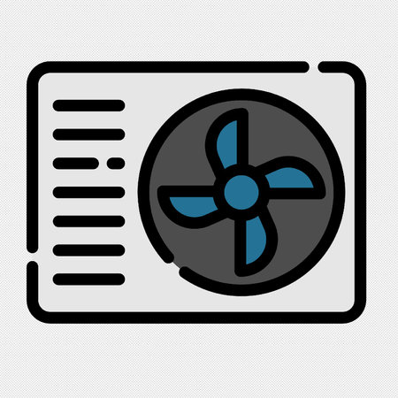 Fan icon. Vector illustration. Blue and gray colors. Isolated on black background.のイラスト素材