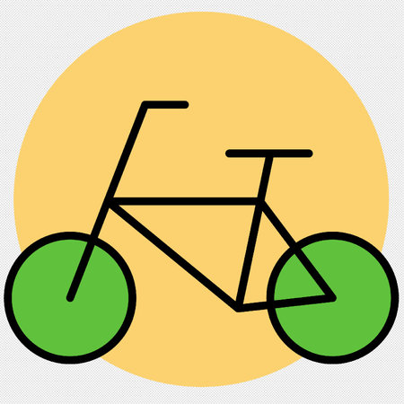 Bicycle sign illustration. Black dotted icon on a yellow circle.のイラスト素材