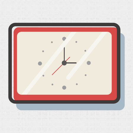 Clock icon on grey background. Vector illustration in modern flat style.のイラスト素材