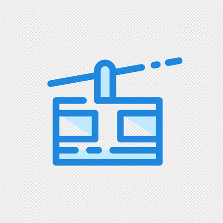 Cable car icon. Blue dotted icon on a white background. Vector illustrationのイラスト素材