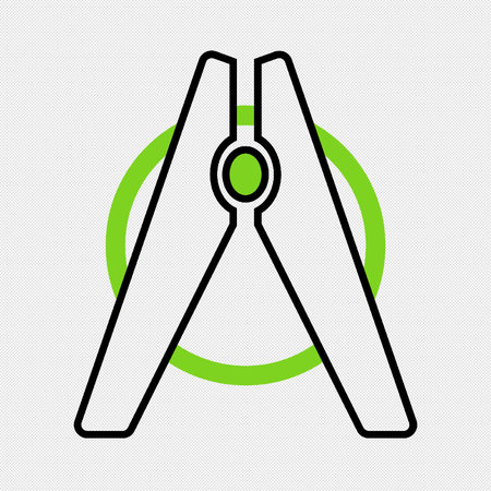 Clothes peg sign. Black dotted line icon on a white background. Vector illustrationのイラスト素材