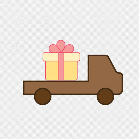 Truck with gift box icon. Flat design style eps 10のイラスト素材