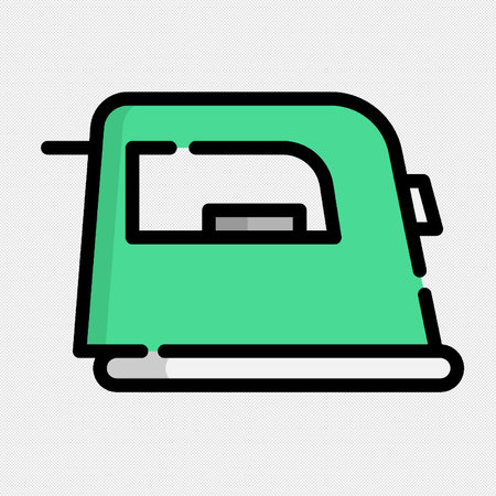 Electric iron icon on a black background. Vector illustration, flat design.のイラスト素材