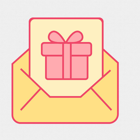 Gift box icon. Flat vector related icon with pink contour for web and mobile applicationsのイラスト素材